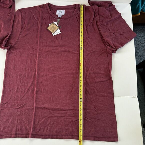 PX Clothing Mens Long Sleeve XXL Henley Waffle Knit Shirt Burgundy NWT - Picture 9 of 13